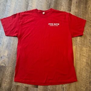 Five Guys Burgers & Fries Red Cotton T-Shirt Men's XL Fits Like A Size Large